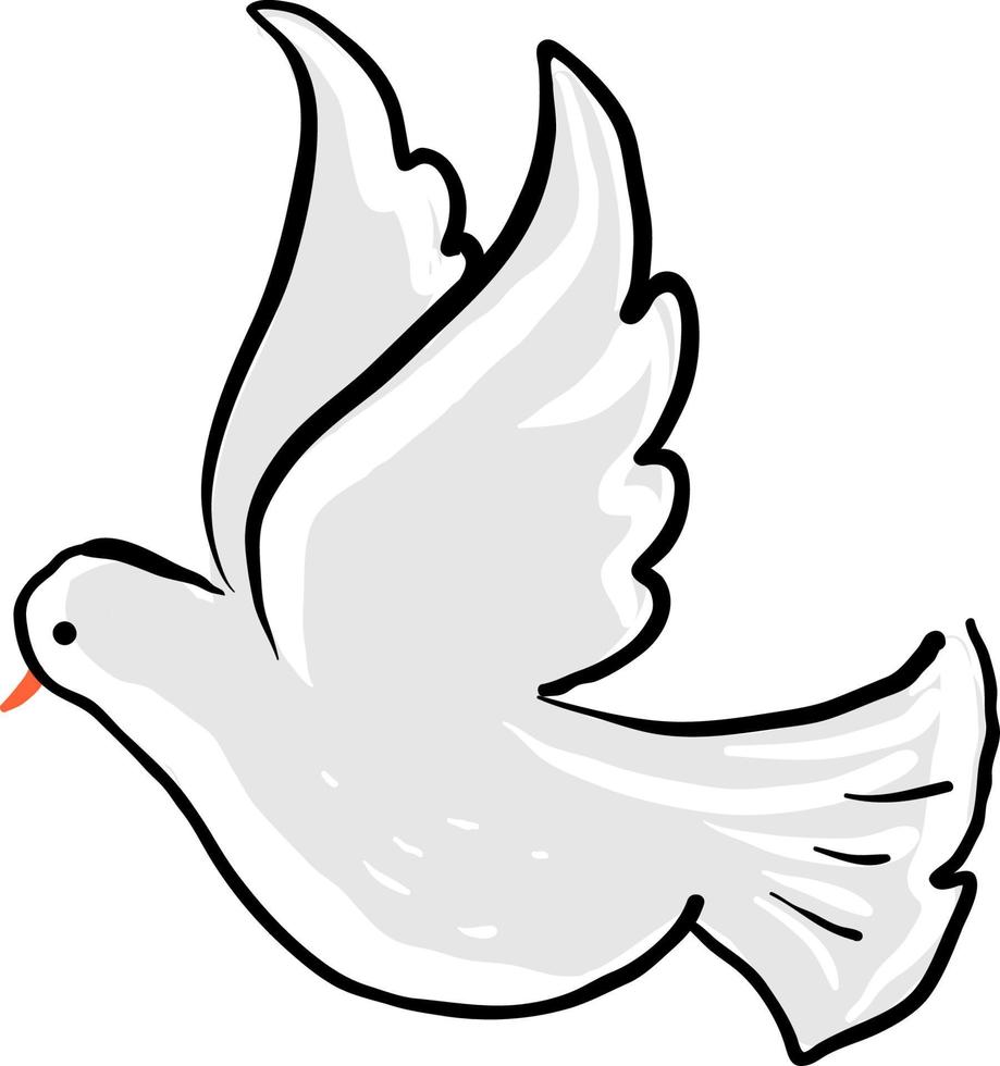 Cute dove flying, illustration, vector on white background.