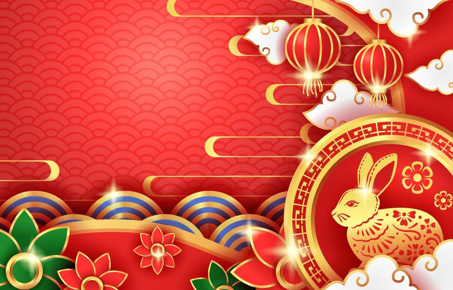 Happy Chinese New Year Water Rabbit Background vector