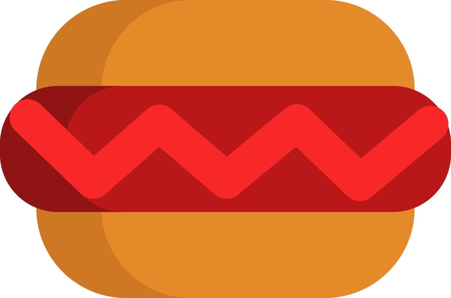 Hotdog with ketchup, illustration, vector, on a white background. vector