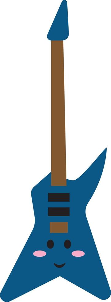 Cute blue guitar, illustration, vector on white background.