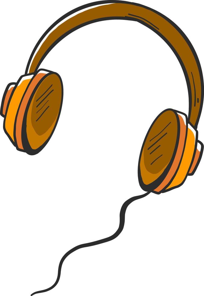 Auriculares amarillos, ilustración, vector sobre fondo blanco.