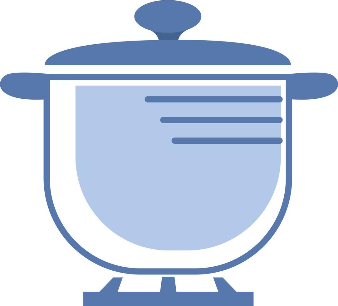 Pot with a lid on the stove, illustration, vector on white background.