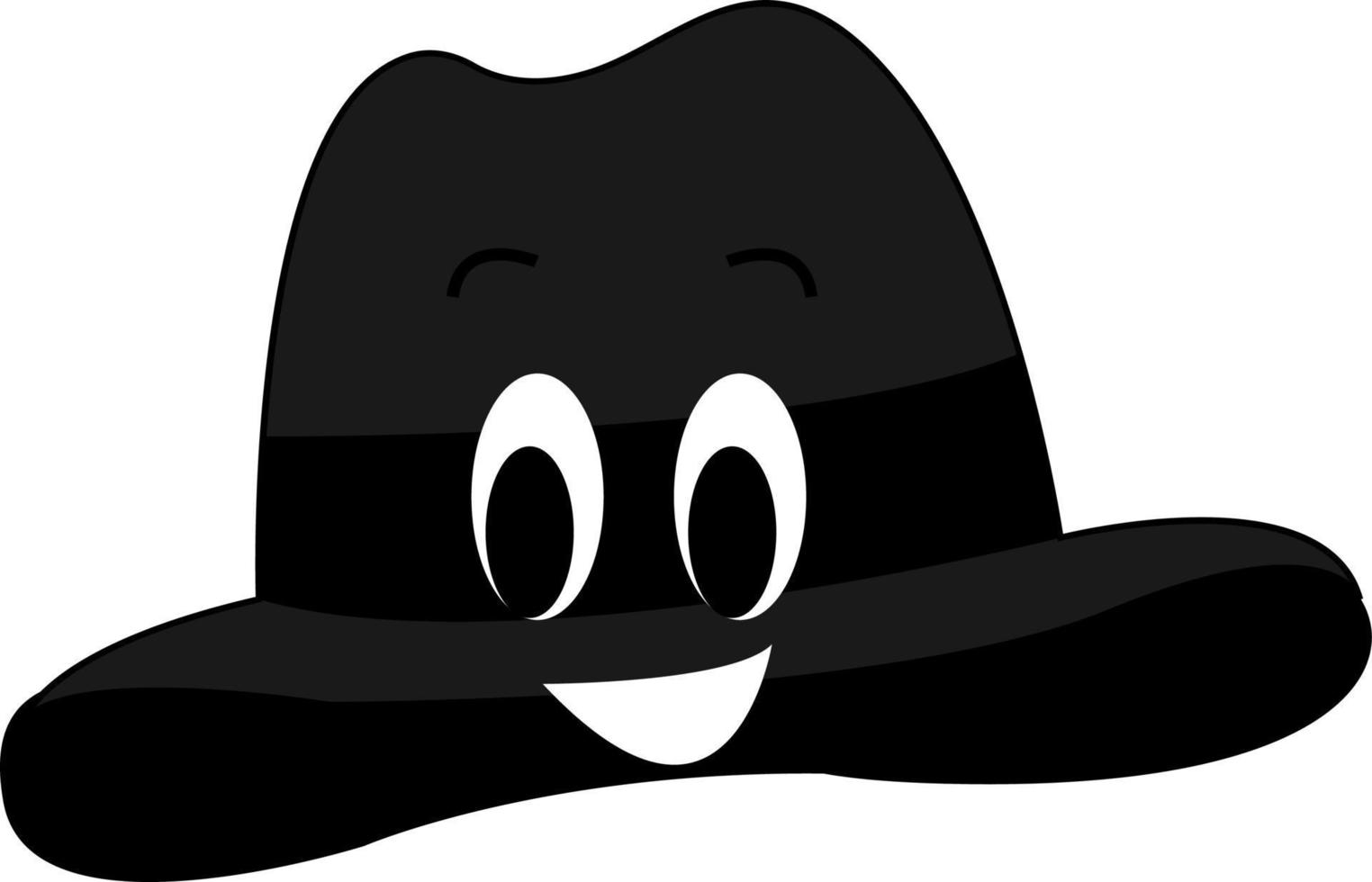 Black hat, illustration, vector on white background.