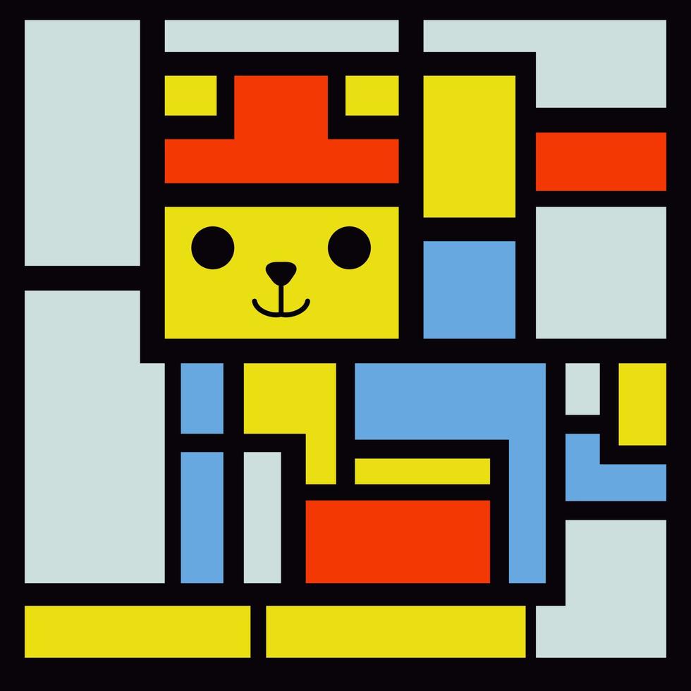 Mondrian Cat Composition vector