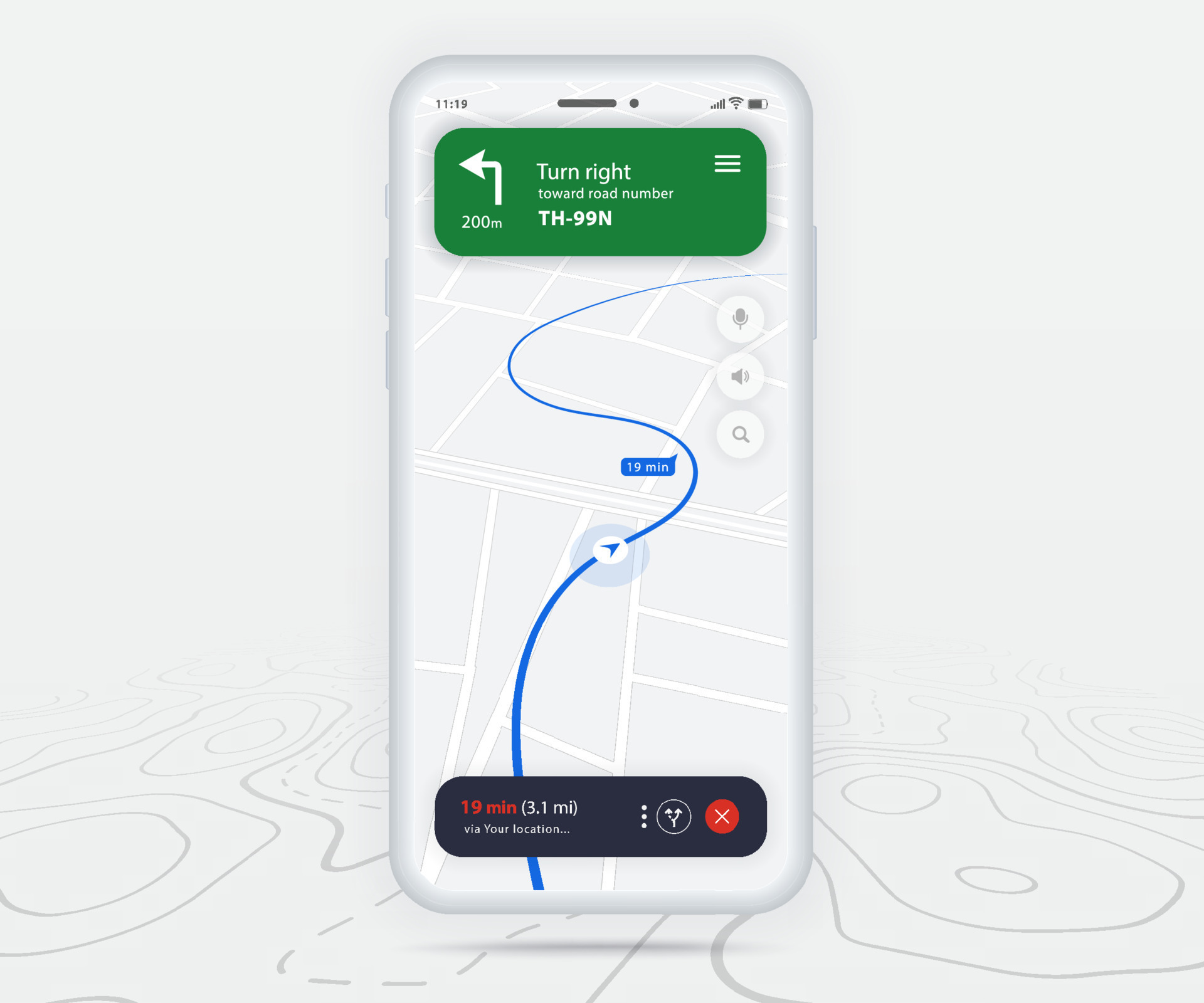Map GPS navigation ux ui concept, Smartphone map application