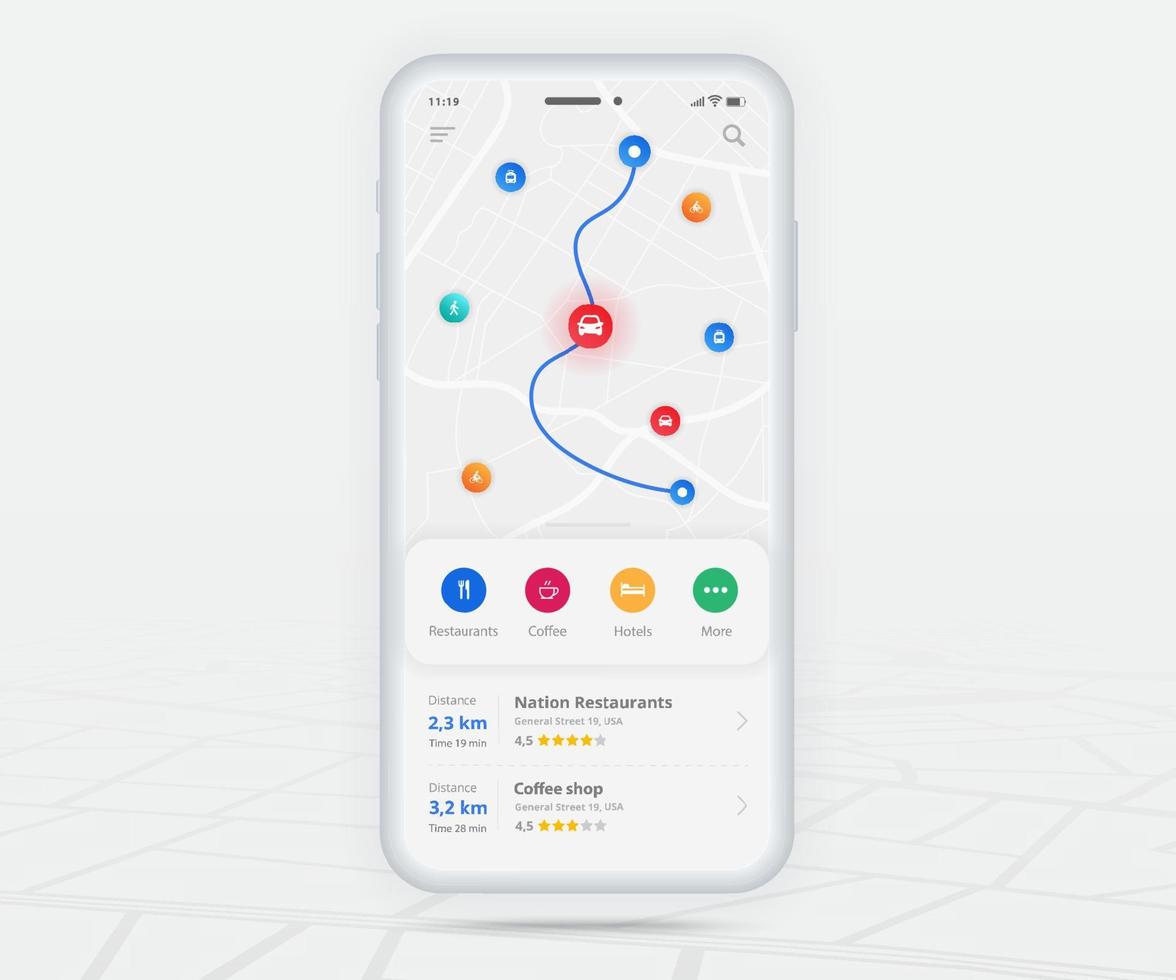 Map GPS navigation app ux ui concept, Mobile map application, Smartphone App search map navigation, Technology map, City navigation maps, City street, gps tracking, Location tracker, Vector