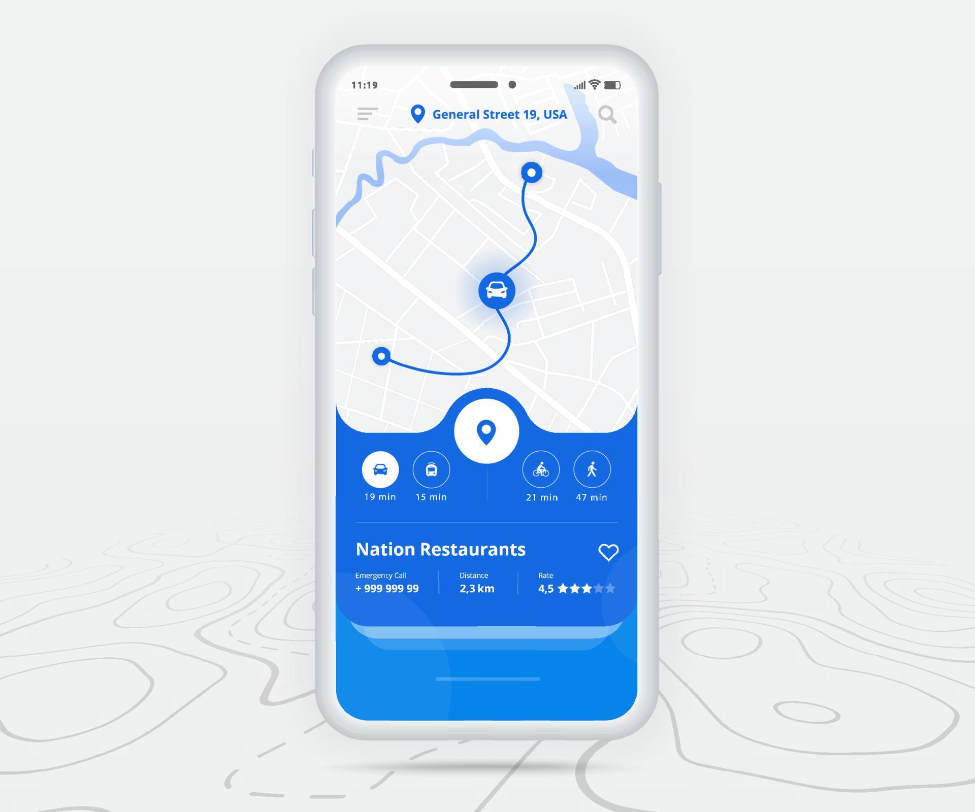 Map GPS navigation ux ui concept - Map Gps Navigation Ux Ui Concept Smartphone Map Application And Destination Pinpoint On Screen App Search Map Navigate Technology Map City Navigation Maps City Street Tracking Location Vector 