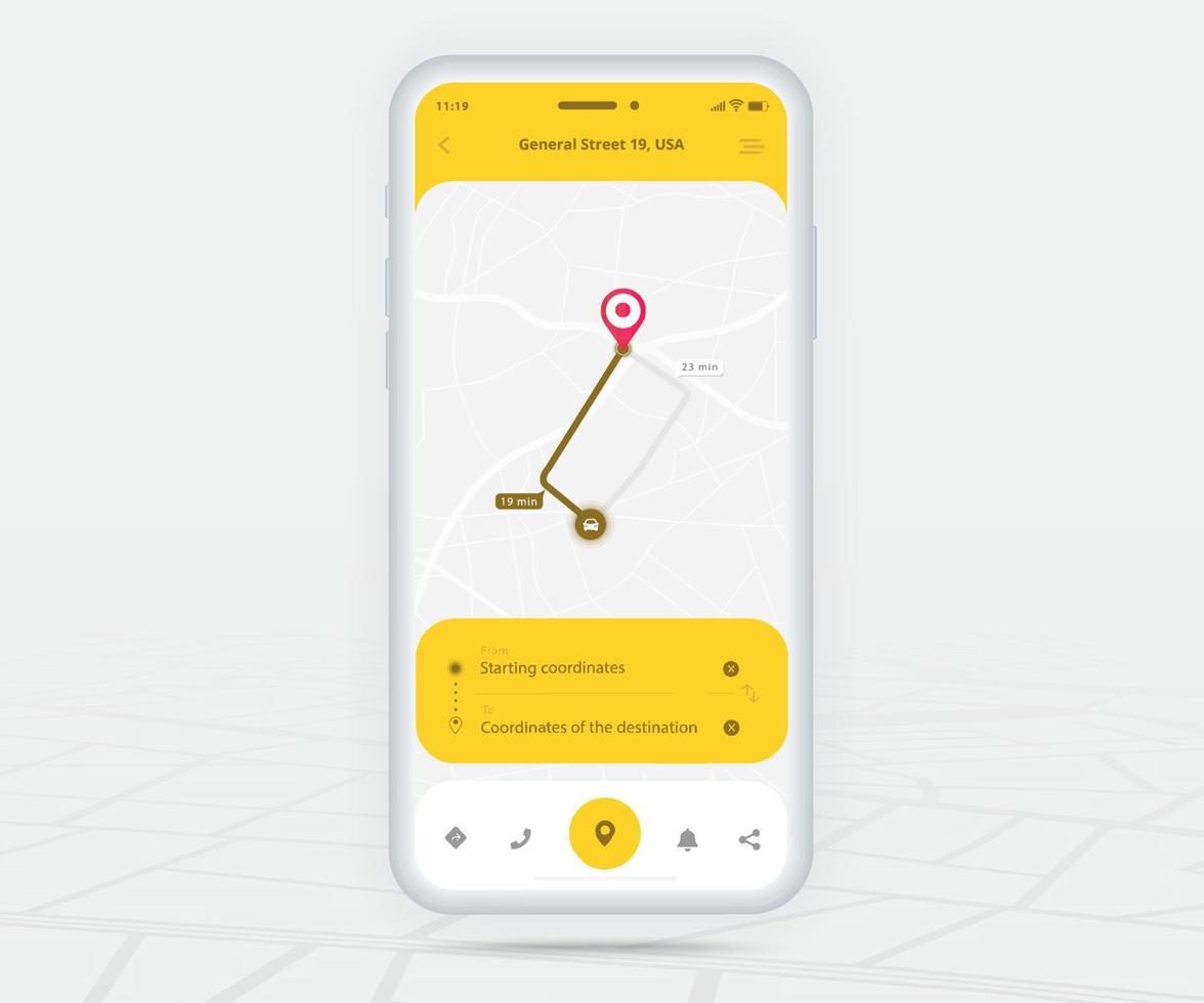 mapa aplicación de navegación gps concepto ux ui, aplicación de mapa móvil, navegación de mapa de búsqueda de aplicación de teléfono inteligente, mapa de tecnología, mapas de navegación de la ciudad, calle de la ciudad, seguimiento gps, rastreador de ubicación, vector