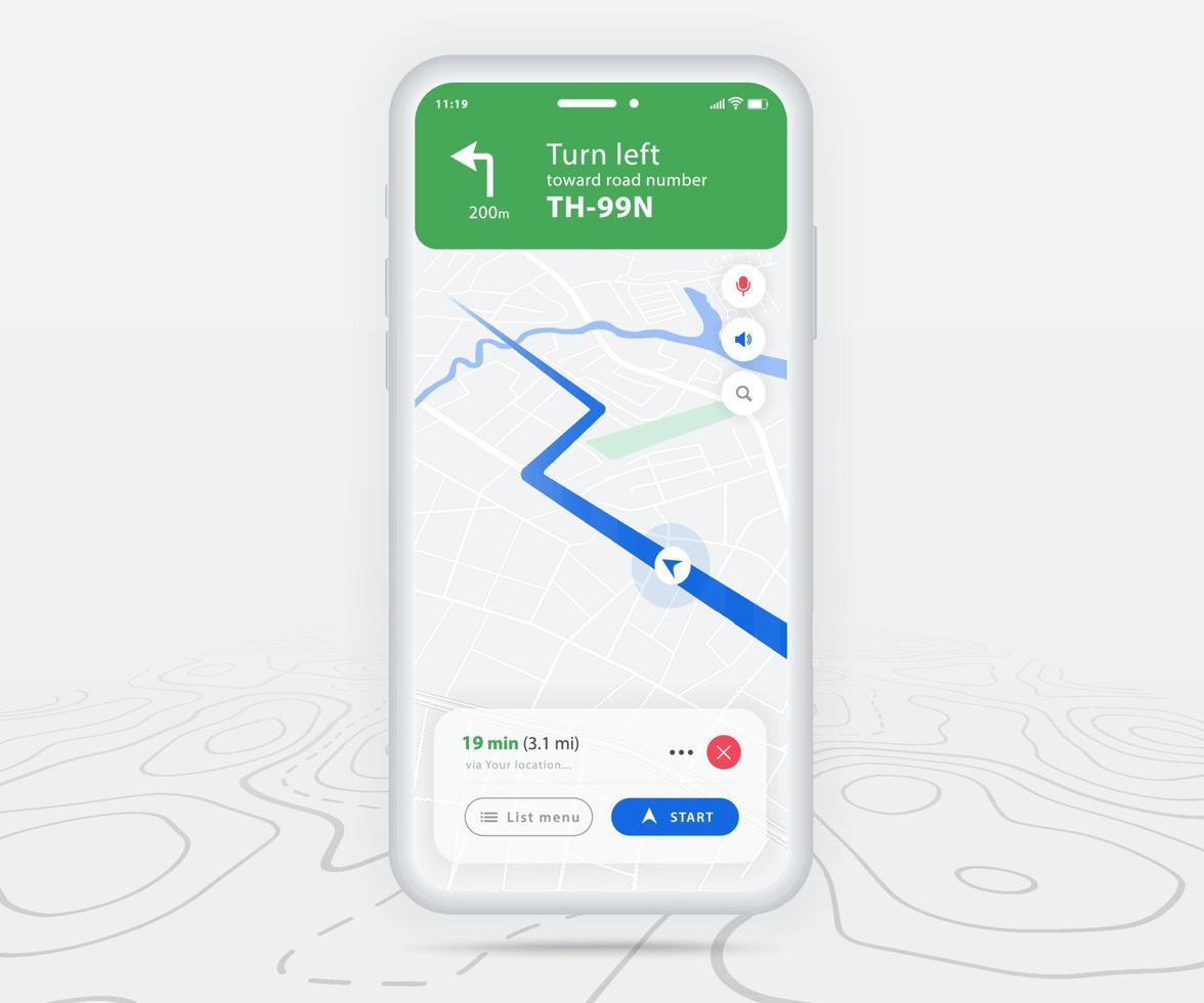 Map GPS navigation app ux ui concept, Smartphone map application, App search map navigation, Technology map, City navigation maps, City street, gps tracking, Location tracker, Vector