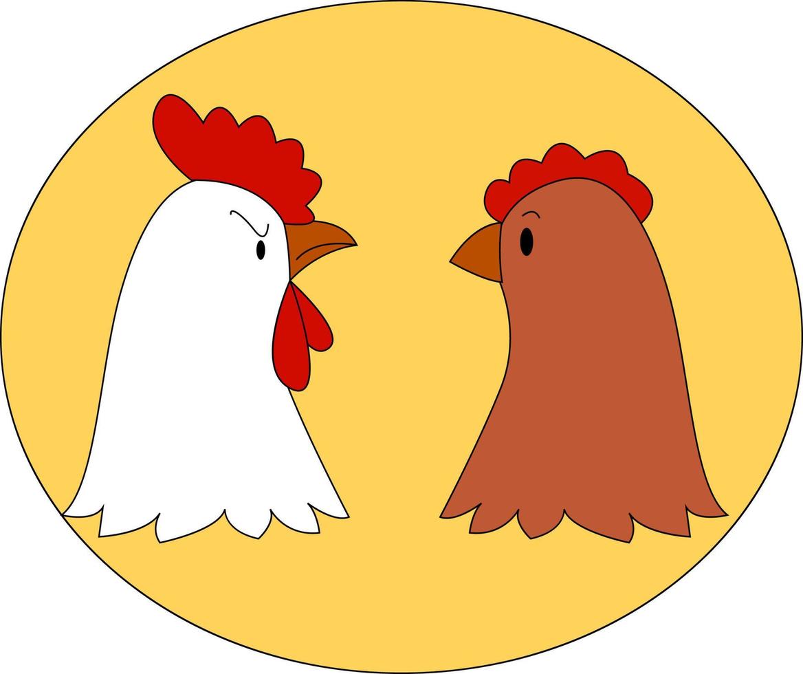 Chicken family, illustration, vector on white background.