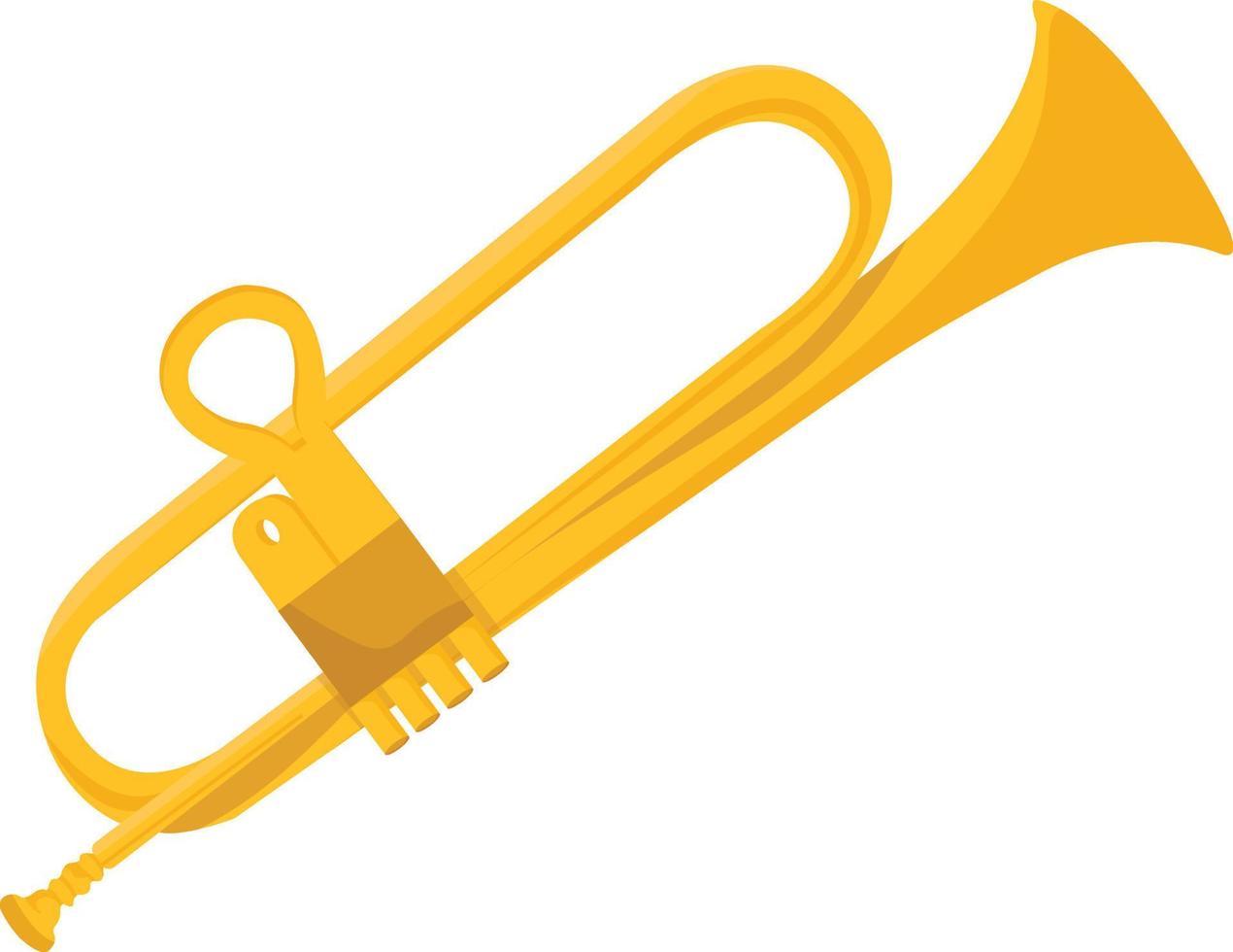 Golden trumpet ,illustration, vector on white background.