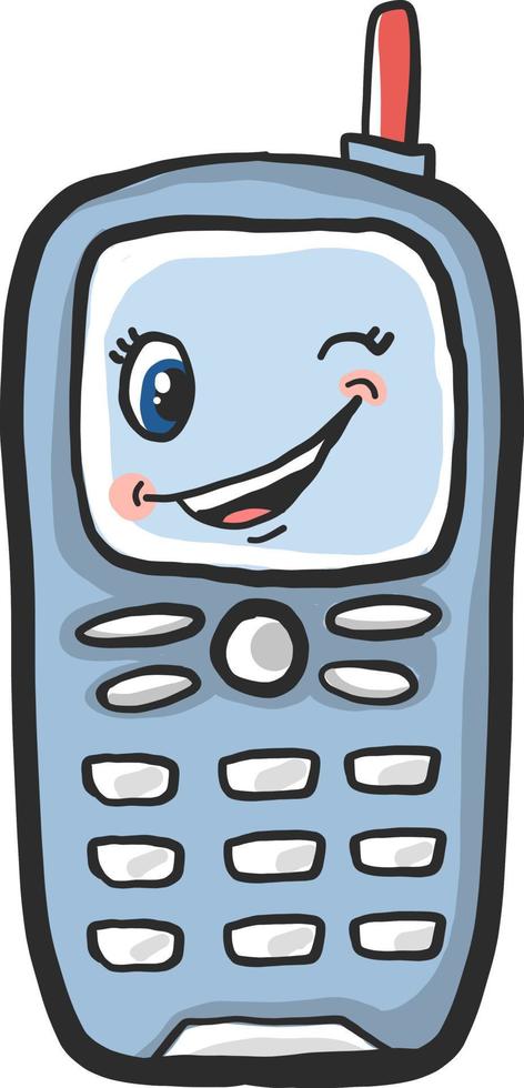 Old cellphone ,illustration, vector on white background