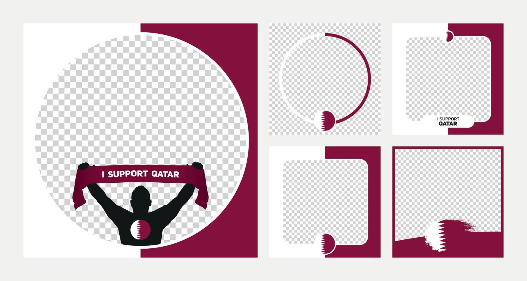 I support Qatar world football championship profil picture frame banners for social media vector