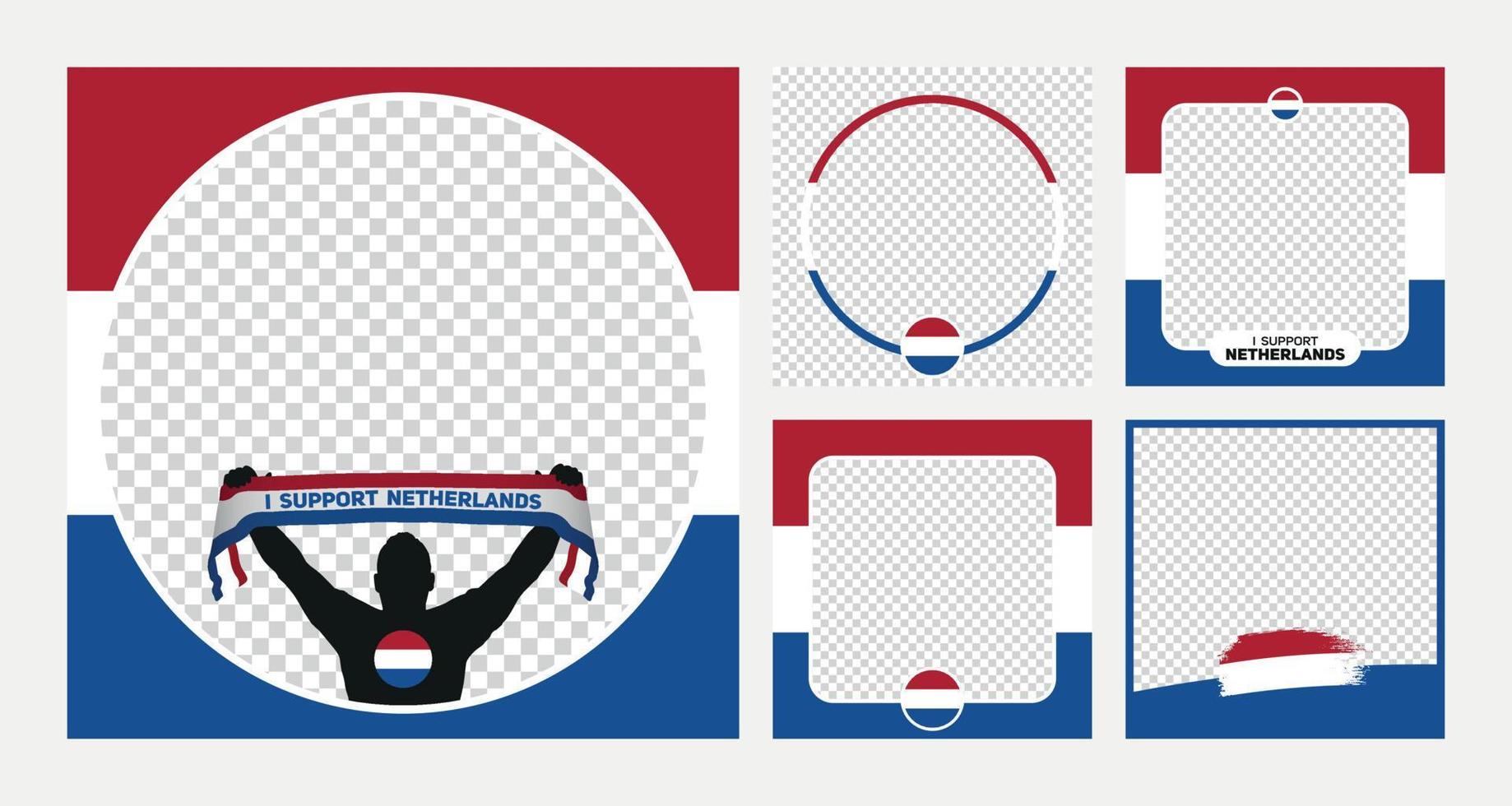 I support Netherlands dutch holland world football championship profil picture frame banners for social media vector