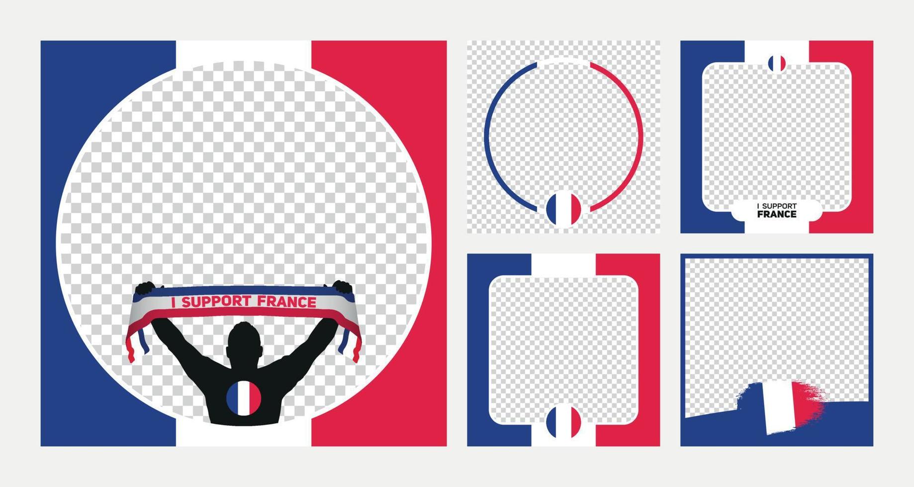 I support France world football championship profil picture frame banners for social media vector