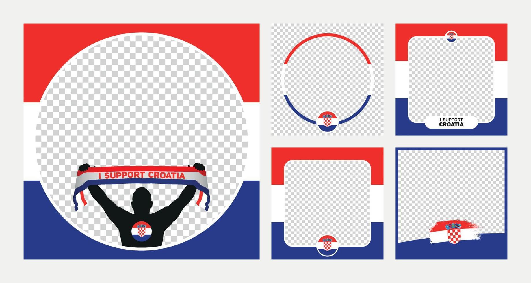 apoyo banners de marco de imagen de perfil de campeonato mundial de fútbol de croacia para redes sociales vector
