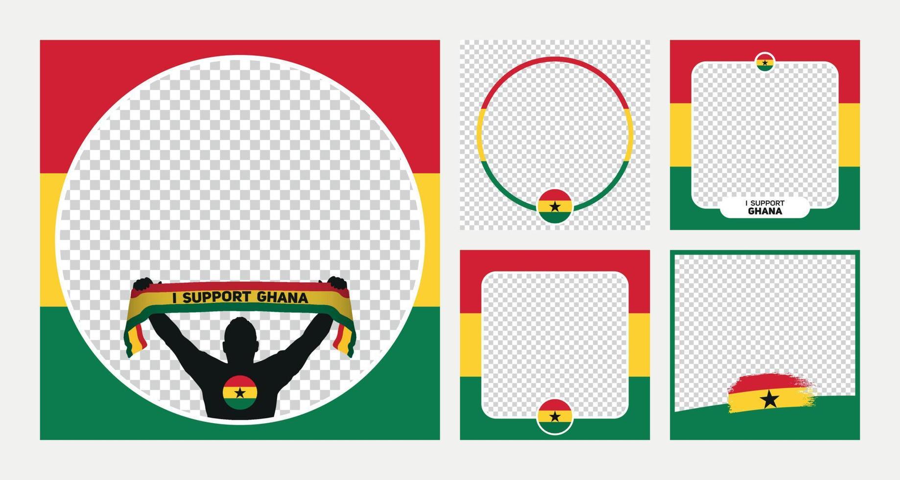 apoyo banners de marcos de fotos de perfil del campeonato mundial de fútbol de ghana para redes sociales vector