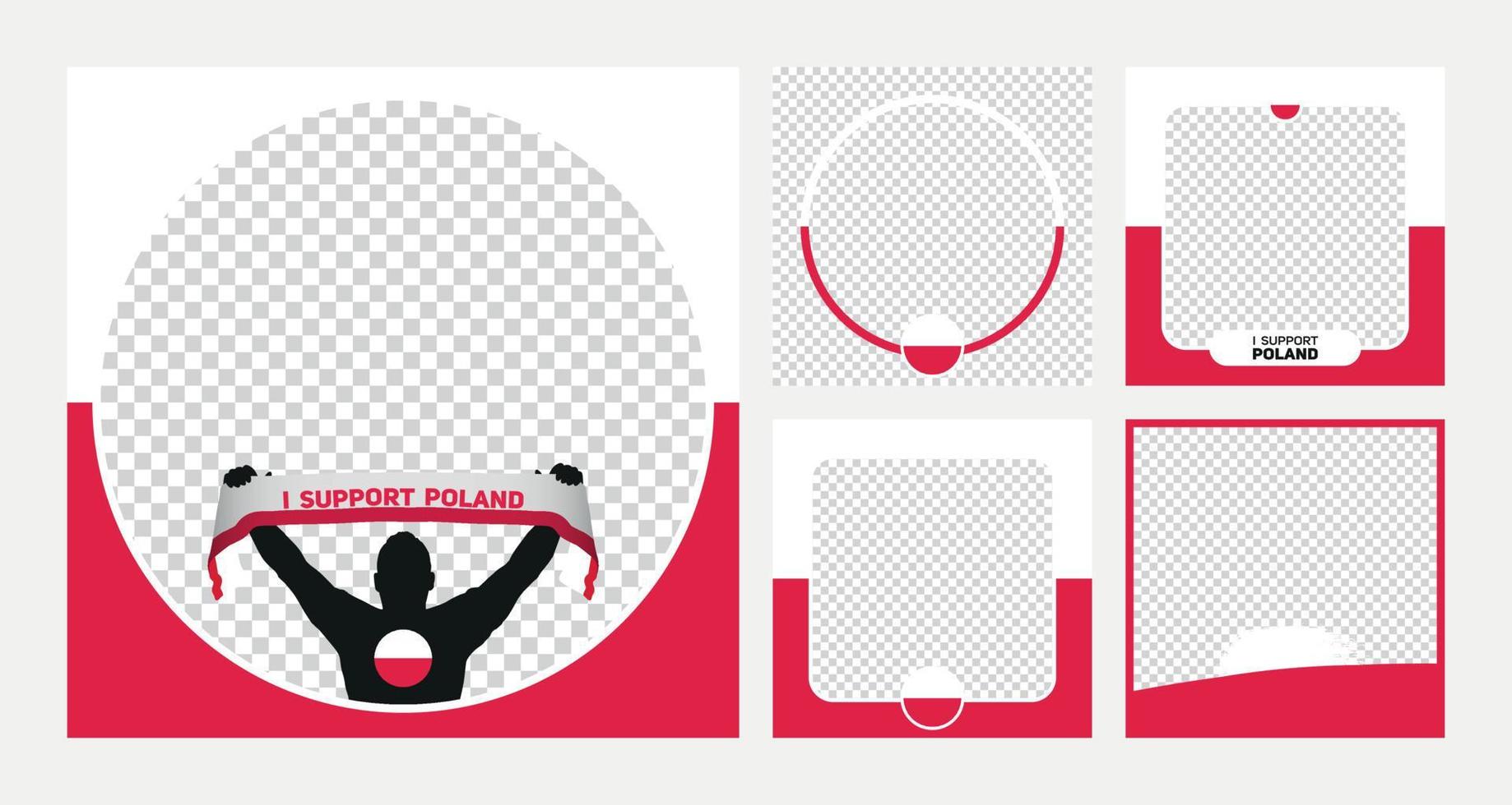I support Poland world football championship profil picture frame banners for social media vector