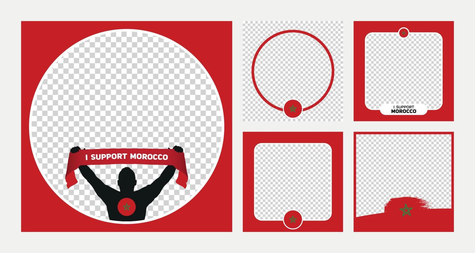 apoyo los carteles de marcos de fotos de perfil del campeonato mundial de fútbol de marruecos para las redes sociales vector