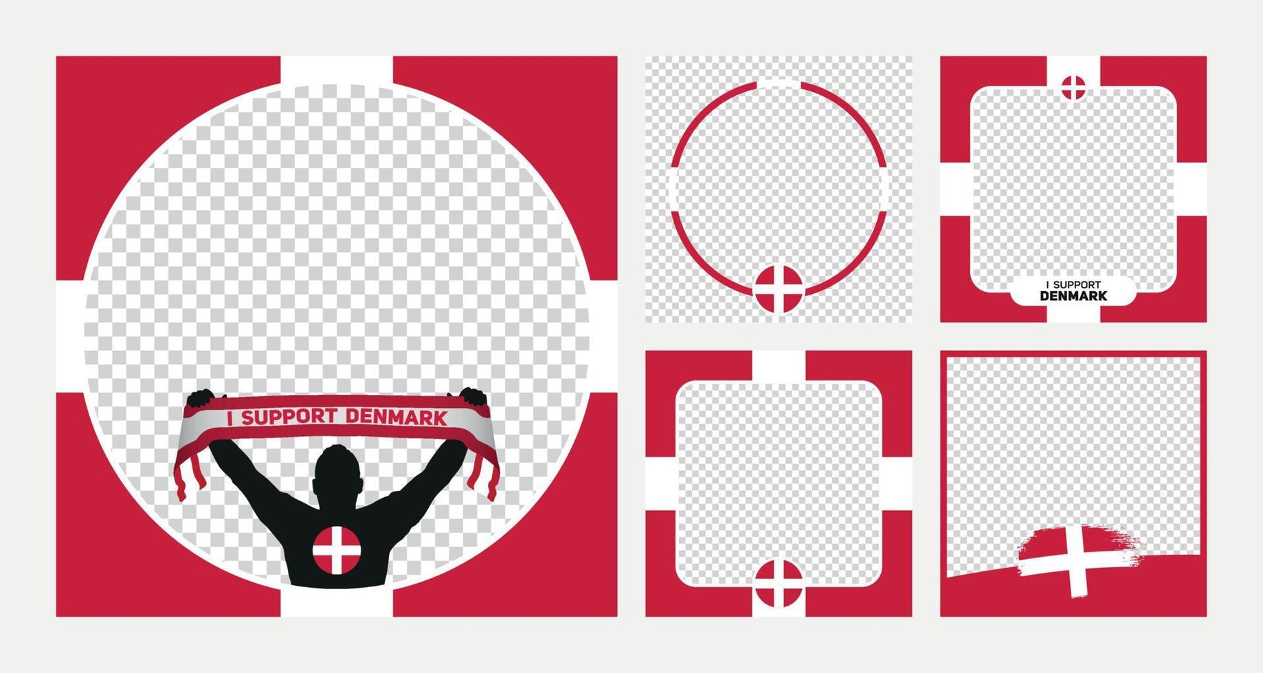 I support Denmark world football championship profil picture frame banners for social media vector