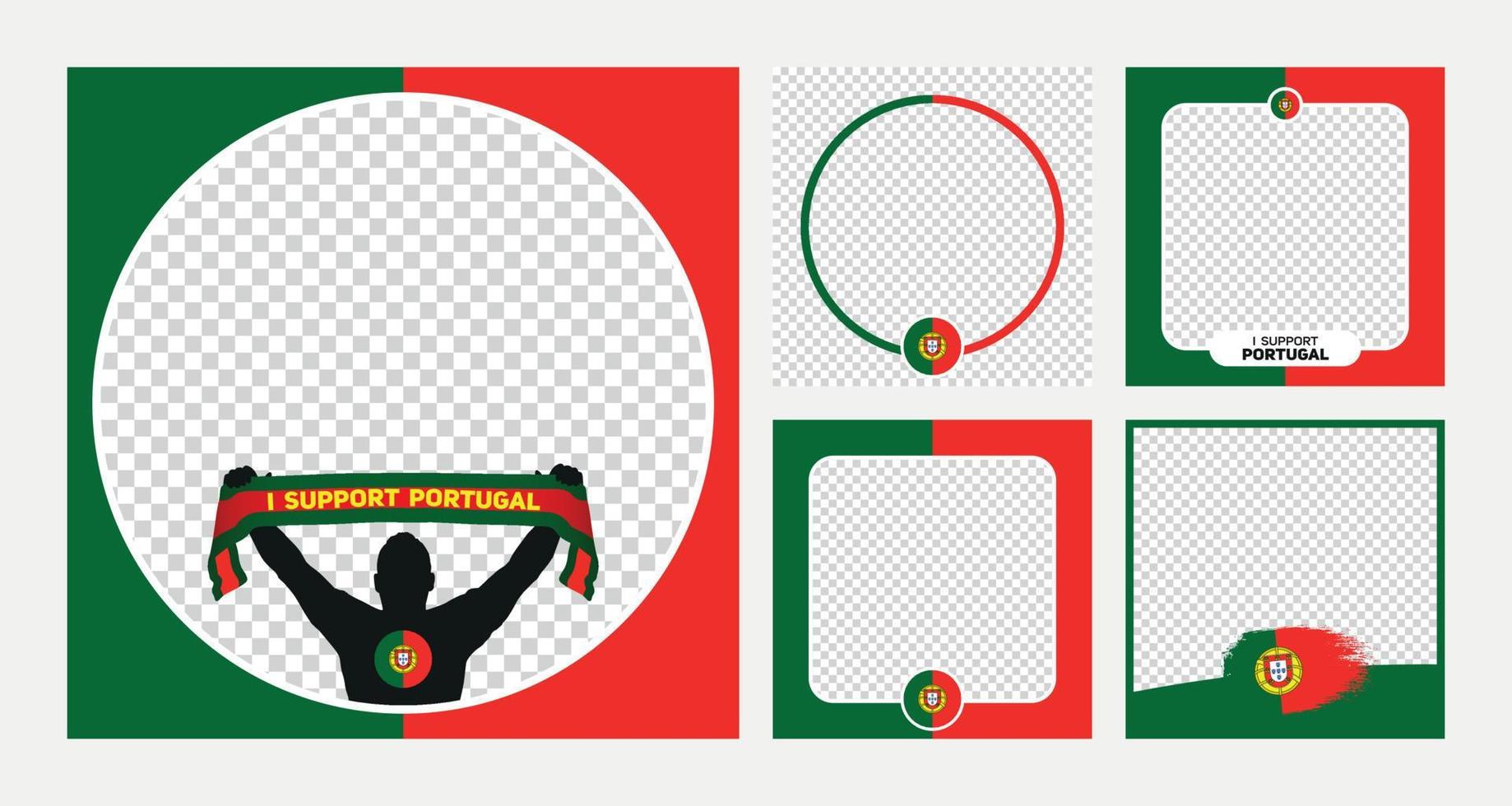 apoyo los banners de marcos de fotos de perfil del campeonato mundial de fútbol de portugal para las redes sociales vector