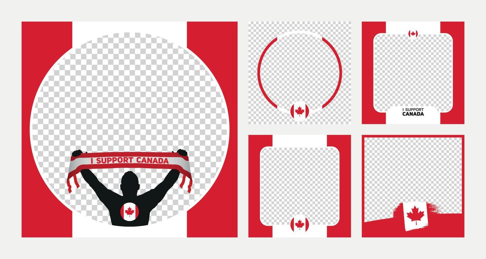 I support Canada world football championship profil picture frame banners for social media vector