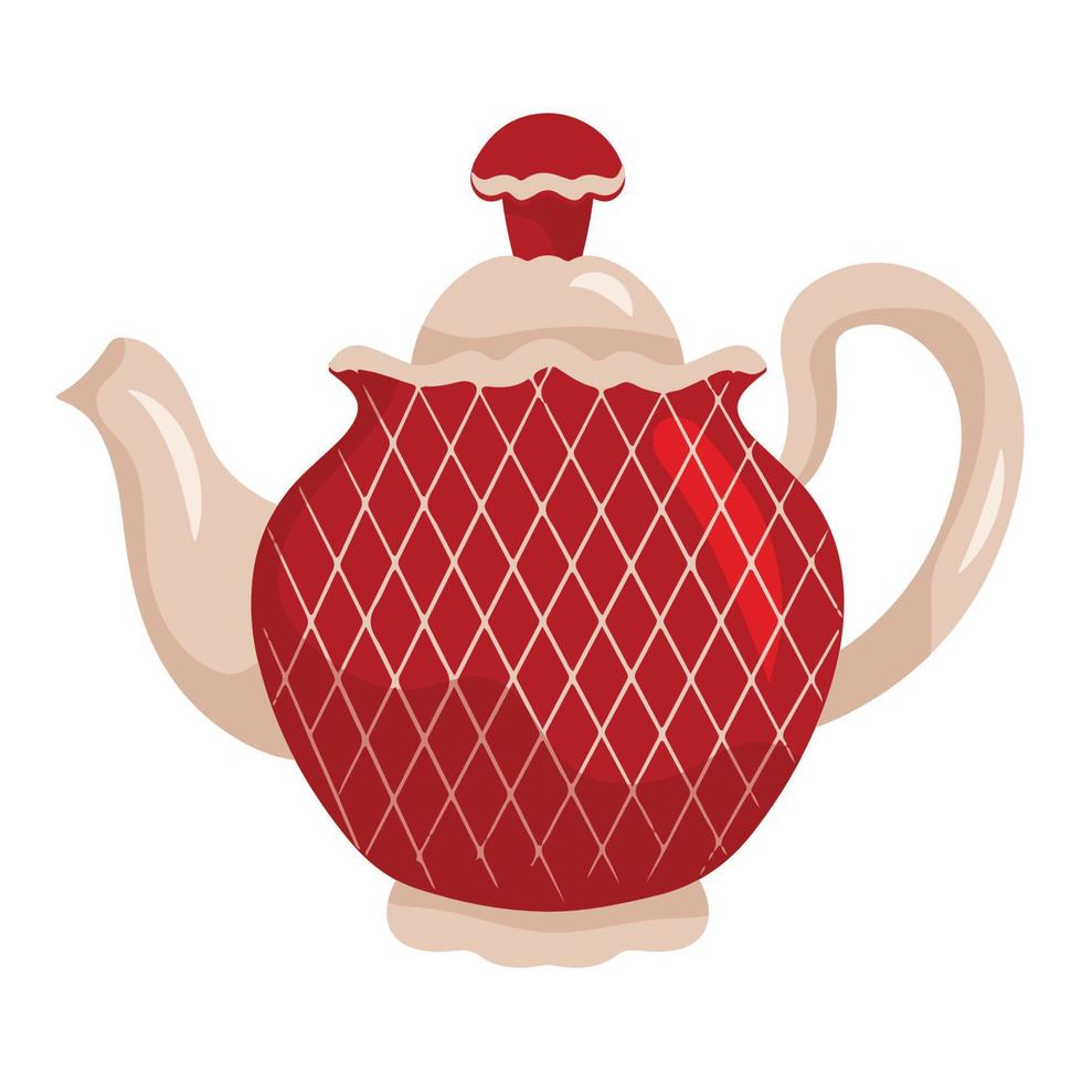 tetera de porcelana en color rojo, ilustración vectorial vector