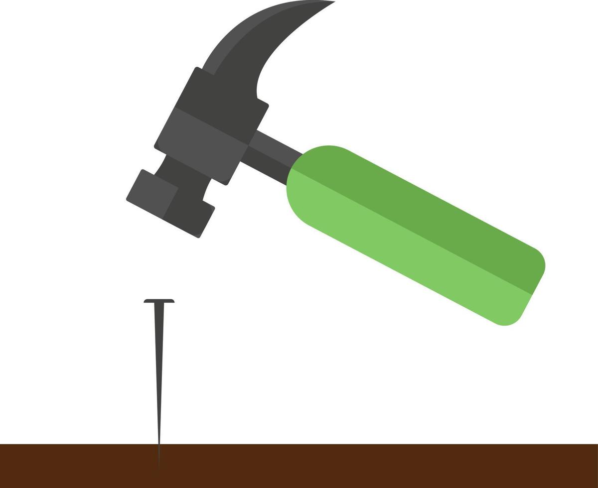 Martillo verde, ilustración, vector sobre fondo blanco.