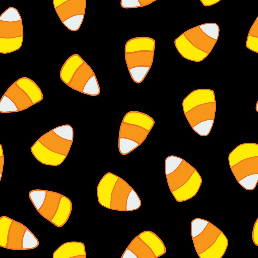 candy corn seamless pattern. background hand drawn in doodle style. halloween holiday decor vector
