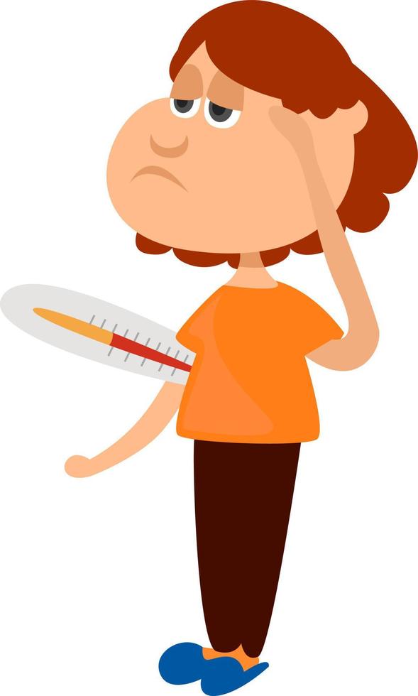 mujer con calor, ilustración, vector sobre fondo blanco