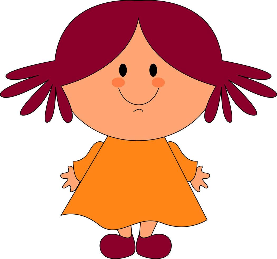 muñeca con el pelo rojo, ilustración, vector sobre fondo blanco.