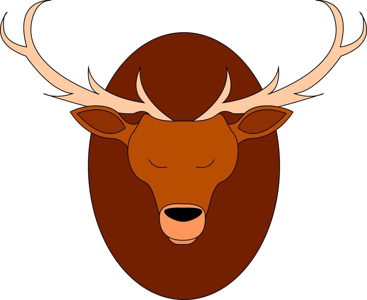 Deer head on a wall, illustration, vector on white background.