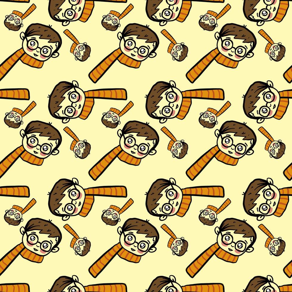 Little boy pattern, seamless pattern on yellow background. vector