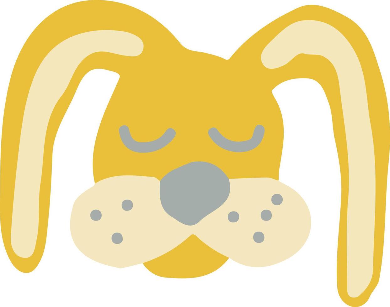 cute rabbit sleep icon, sticker. hand drawn. illustration for children. yellow, gold Easter animal vector