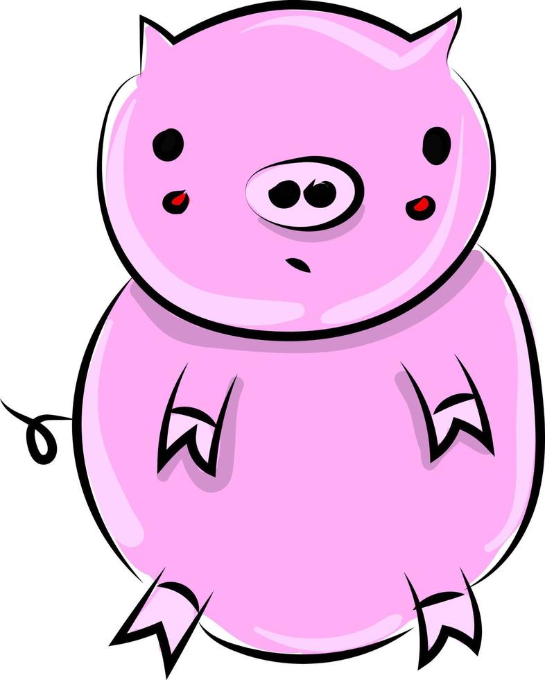 cerdo rosa, ilustración, vector sobre fondo blanco.