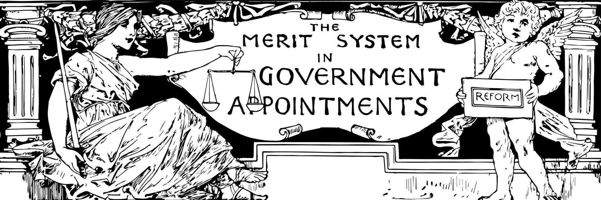 Government Appointments word is a center of frame, vintage engraving. vector