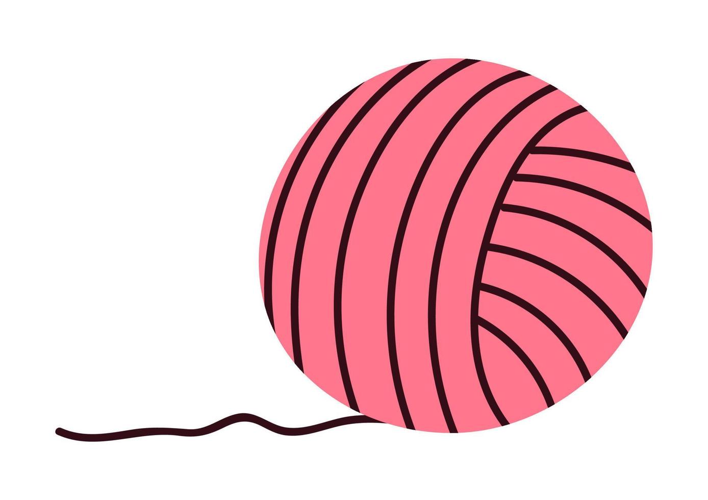 Ball of pink wool for knitting. Element for design in cartoon style ...