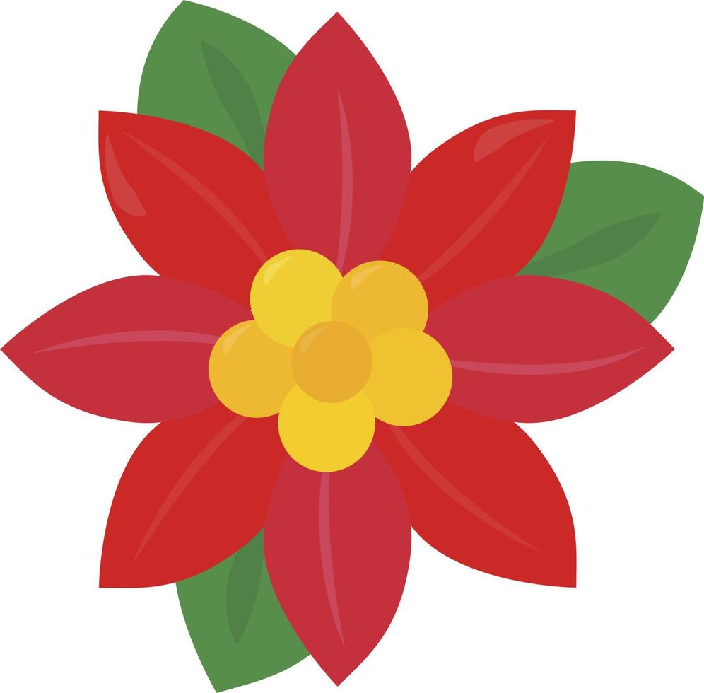 Red flower, illustration, vector on white background.