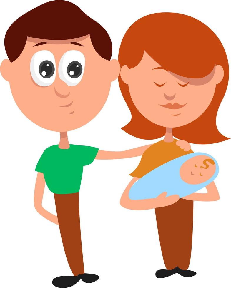 Family with baby, illustration, vector on white background