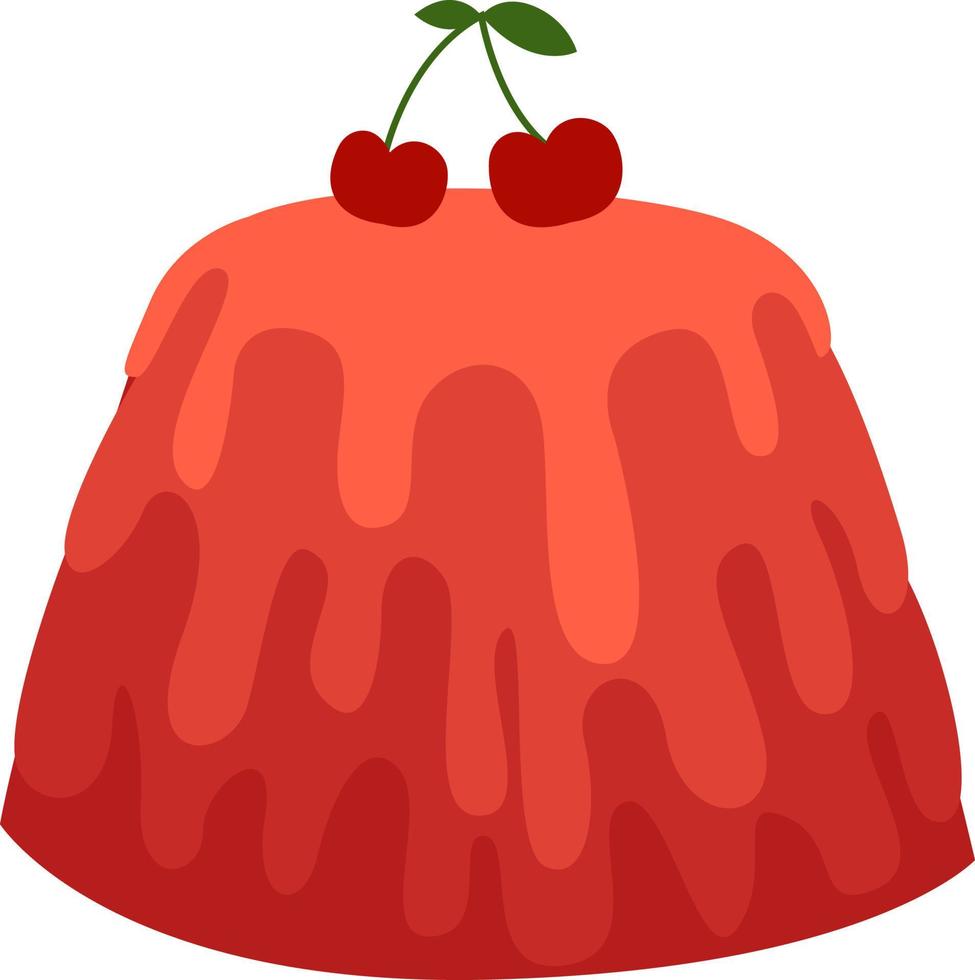 Cherry cake, illustration, vector on white background.