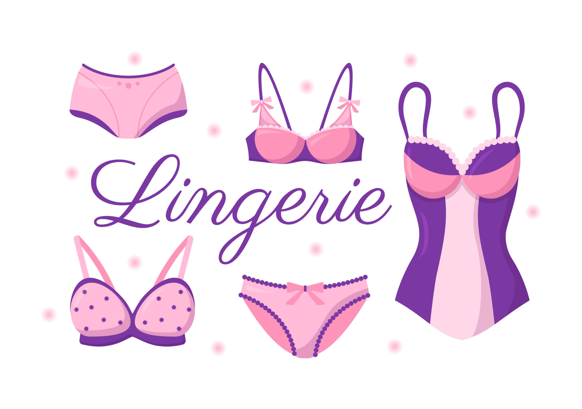 Collection of Stylish Woman Lingerie, Bra and Undies Underwear with Pink  and Purple Color on Flat Cartoon Hand Drawn Templates Illustration 13516813  Vector Art at Vecteezy