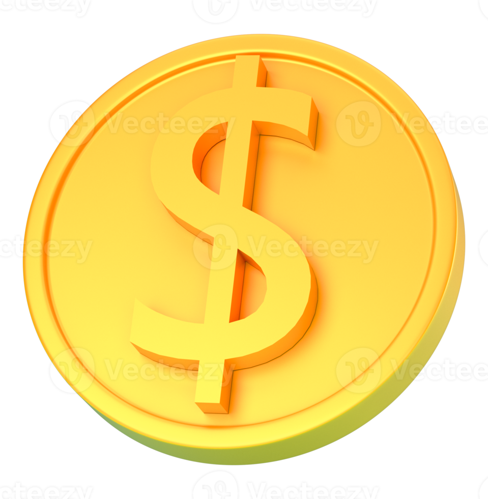 dollar coin 3d render isolated png