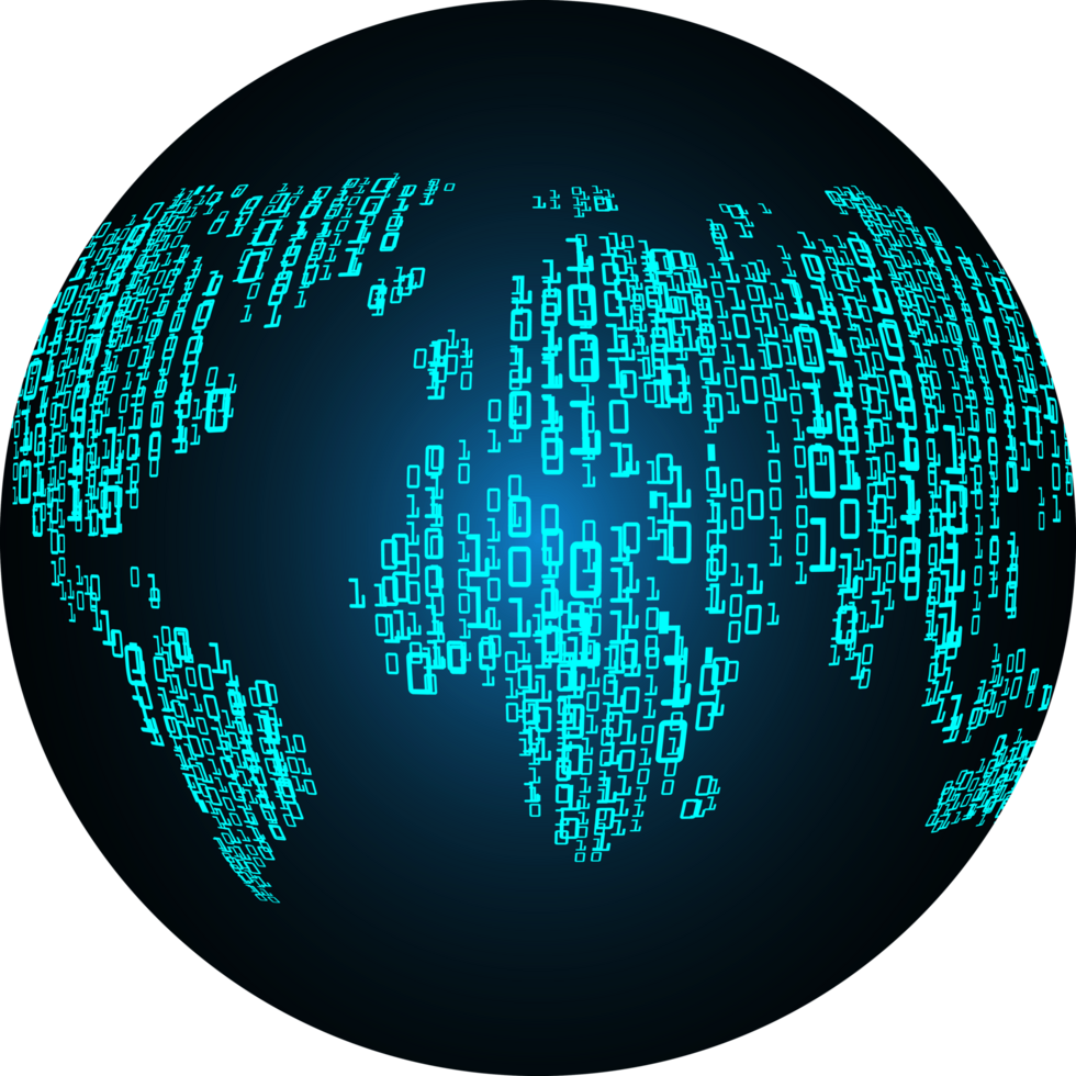 Technology world map cropout png