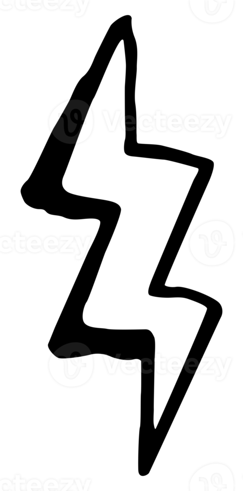 relámpagos, electricidad, truenos y pernos símbolo de icono de flash de iluminación. ilustración ingenua relámpago para logotipo o elemento de diseño gráfico. formato png