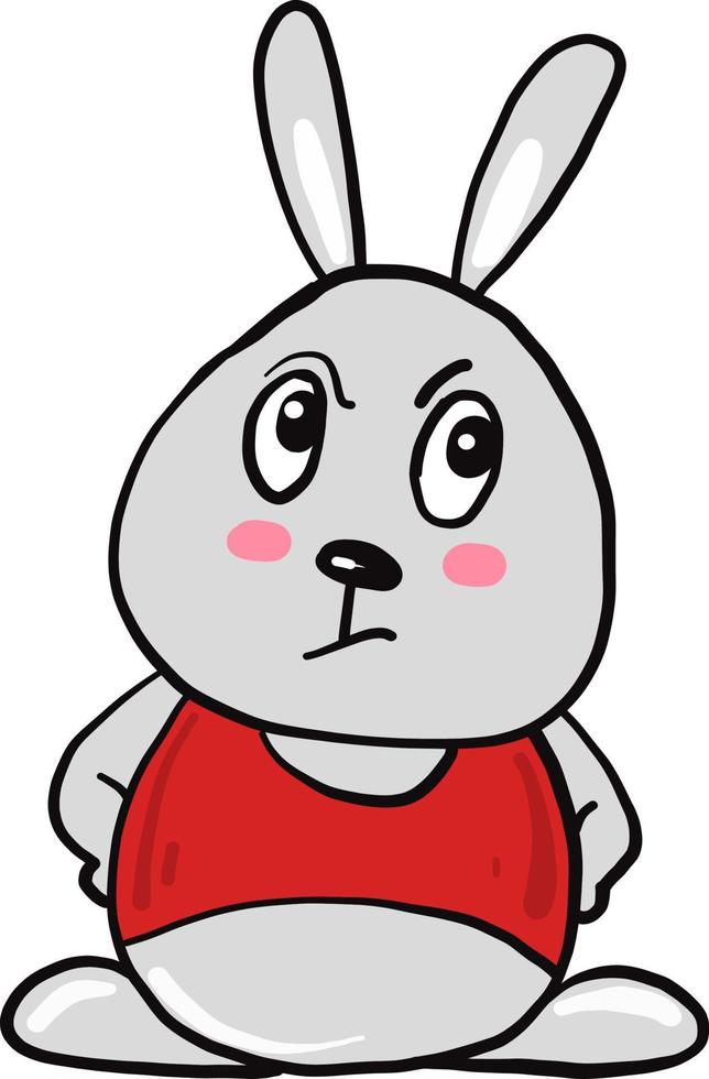 Angry bunny, illustration, vector on white background.