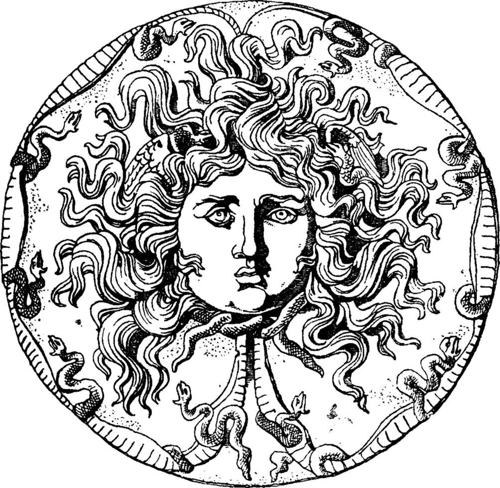 Medusa Head vintage illustration. vector