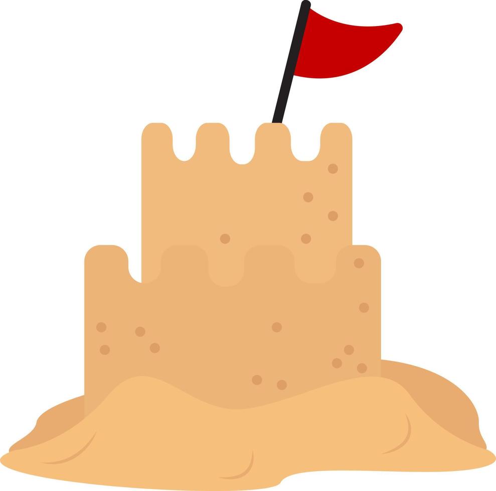 Sandcastle, illustration, vector on white background.