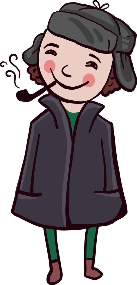 Cute Sherlock Holmes, illustration, vector on white background