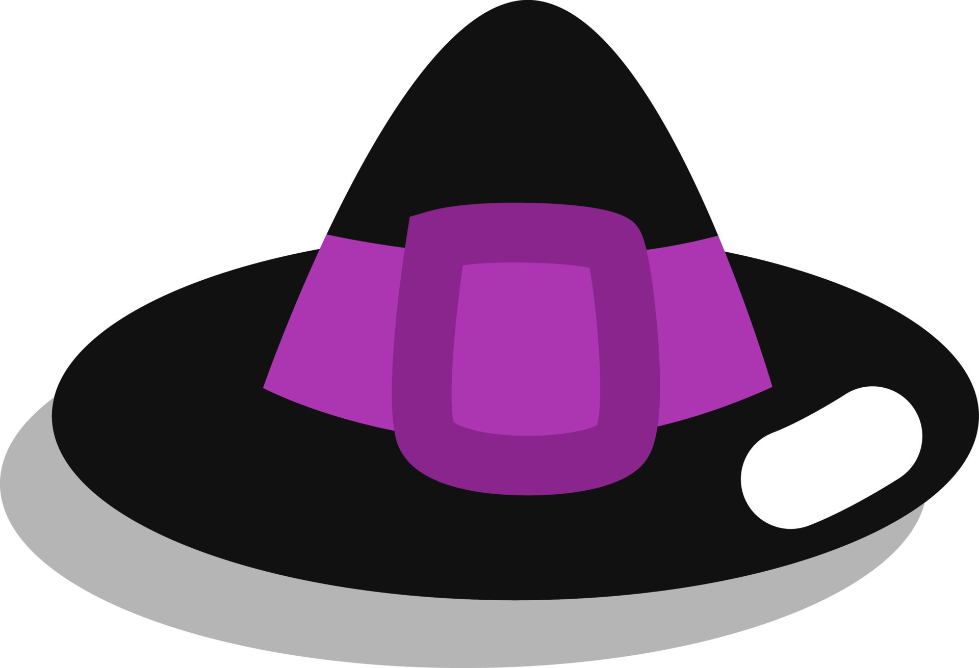 Black halloween witch hat, illustration, vector on a white background