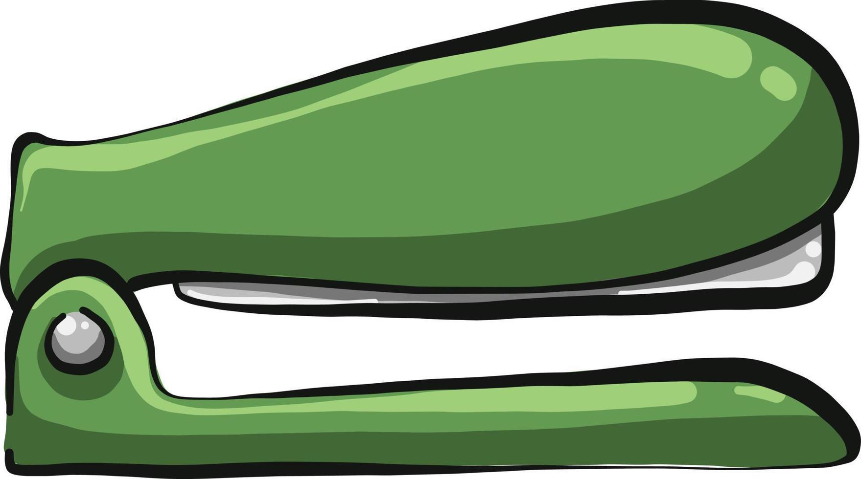 Grapadora verde, ilustración, vector sobre fondo blanco.